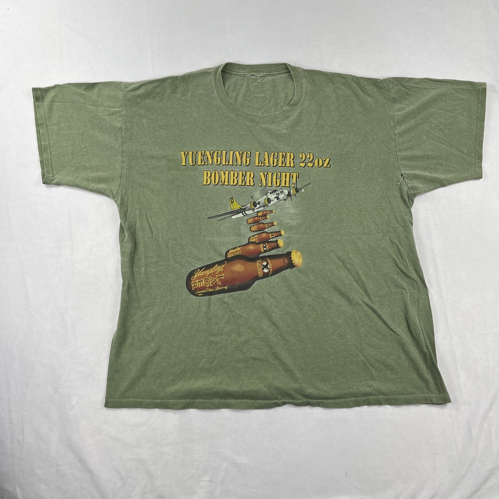 Yuengling‎ Lager T-Shirt Bomber Night 22oz Graphic Beer Promo Green XL 2XL